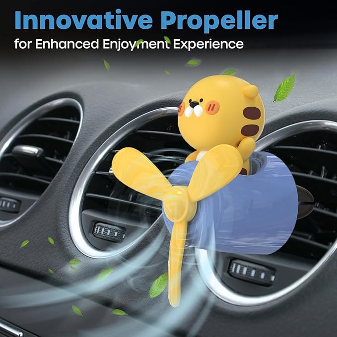 Pilot Car Air Freshener, Cute Tiger Car Vent Clip Air Freshener with 4 Fragrant Tablets Automotive Air Outlet Fan Diffuser, Automotive Interiors Vent Decoration (Pilot Tiger)