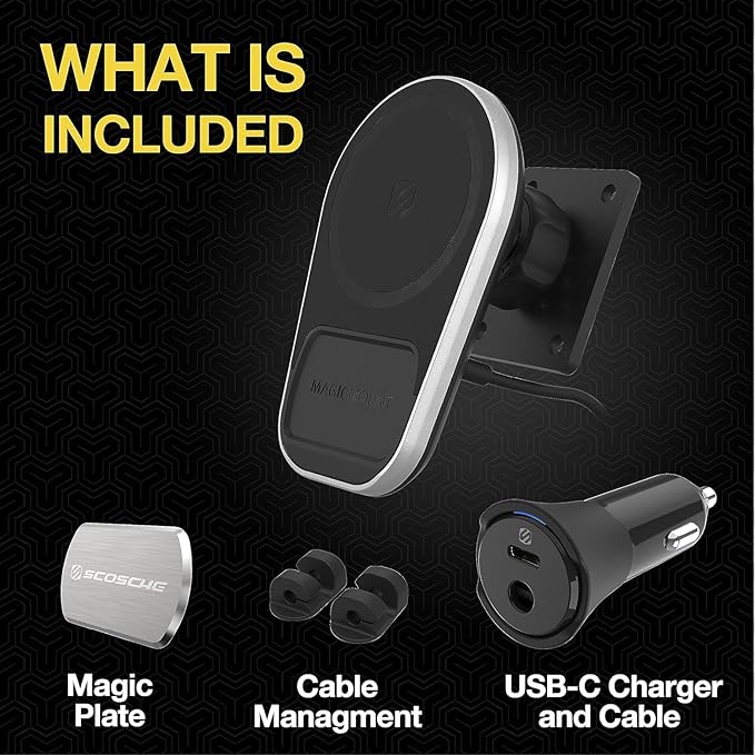 Scosche MPQ5AMPSPC Pro Charge5 15W MagSafe Car Mount Charger, Magnetic Wireless Charging Cell Phone Holder With AMPS Mounting Plate for Scosche/ProClip Vehicle Specific Mount Bases (Base not Included)