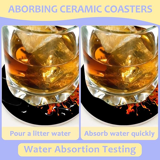 2 Pack Car Cup Holder Coaster-Baseball Absorbent Ceramic Coaster, Car Coasters for Cup Holders,Auto Accessories for Women & Men