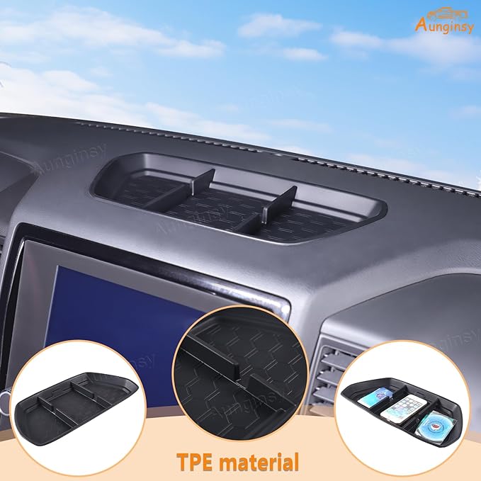 Aunginsy Center Console Dash Organizer Compatible with Nisan Frontier 2022 2023 2024 Pickup Truck Dashboard Table Tray Storage Box Dash Phone Holder Container Insert Box Anti-Slid Soft TPE Accessories