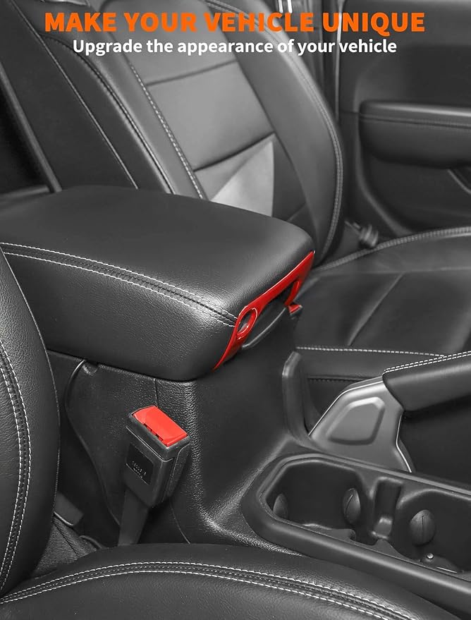 Savadicar Red Interior Accessories - Armrest Switch Bezel Trim Cover for 2018-Present Jeep Wrangler JL JLU 4XE & Gladiator JT - Solid Color Interior Decor Upgrade Option, 1-Piece