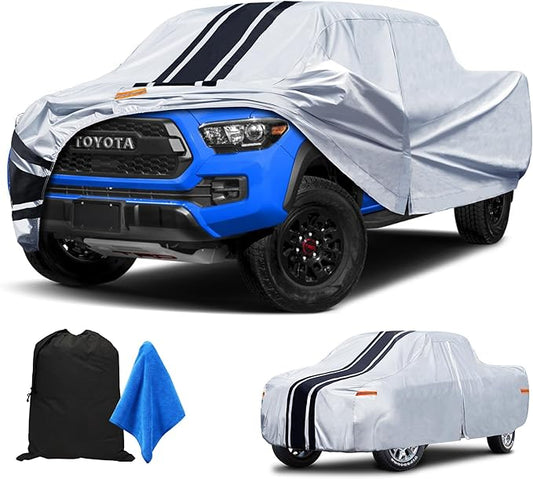 [2025 Upgrade] Heavy Duty Truck Cover Waterproof All Weather. Pickup Cover Rain UV Protection. Outdoor Truck Covers for Ford F150 Chevy Silverado Dodge Ram 1500. (Length Up to 250 inch) XXL