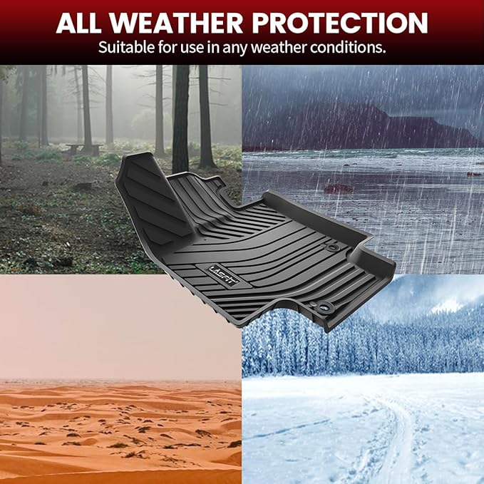 LASFIT Floor Mats for Toyota Highlander 2020-2025 2026 8-seat (Not for Hybrid) All Weather TPE Custom fit Floor Liner for Highlander car mats, Front and Rear 2 Row Mats.