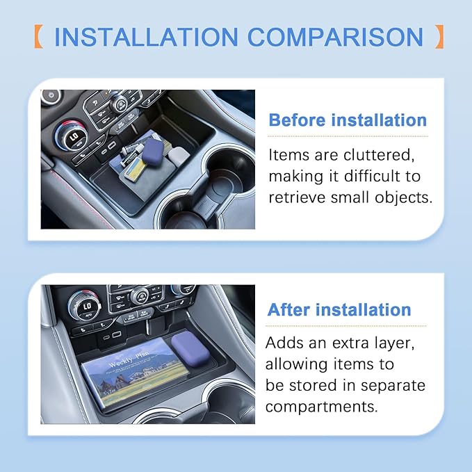 EDBETOS Center Console Organizer Tray for 2021-2023 2024 GMC Yukon & Chevy Tahoe Suburban Open Pocket Organizer Storage Hidden Secret Compartment, 2-Layer Upgrade (Not for Yukon Denali/Ultimate)