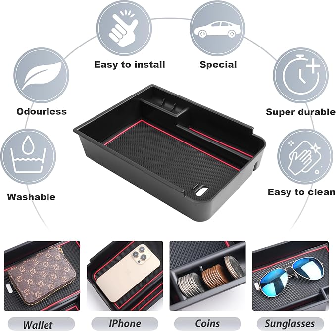 SKTU Nissan Sentra Console Organizer - Center Console Tray with Sunglasses Holder