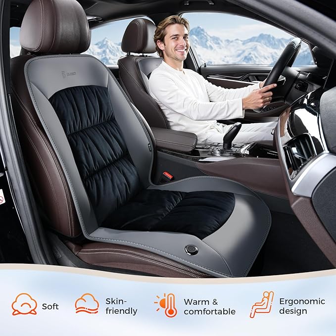 FLORICH Winter Driver or Passenger Car Seat Cushion for Full Back and Seat Comfortable Seat Cover for Cars Trucks SUV Van, Gray