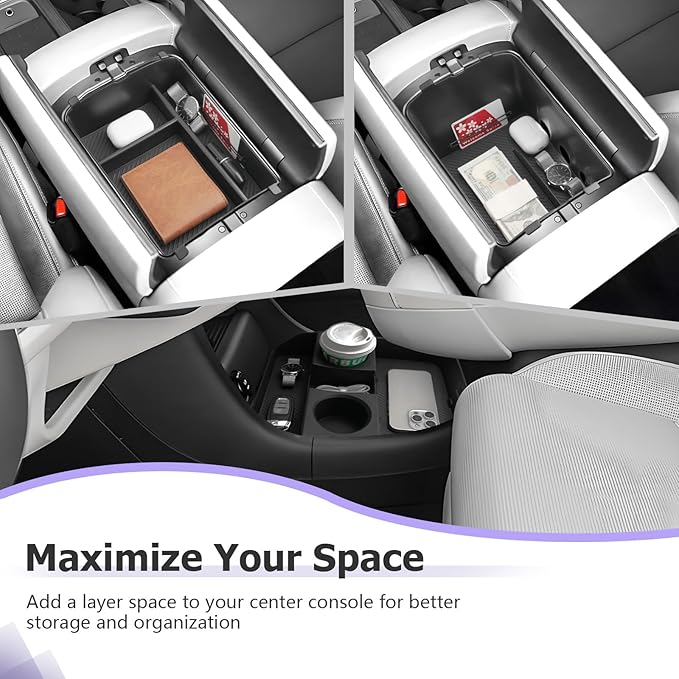 LUWU 2026 Palisade Accessories for 2026 Hyundai Palisade Accessories Palisade LX3 Lower Center Console Organizer, Armrest Console Tray Storage Box Black 3-Pack (Only for 7-Seat)