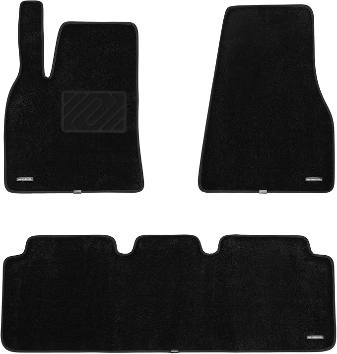 WENNEBIRD Superior Carpet Floor Mats for 2012-2020 Tesla Model S, 0.6-Inch Ultra-Thick, Noise-Reducing, All-Weather Waterproof Anti-Slip – 3-Pc Set