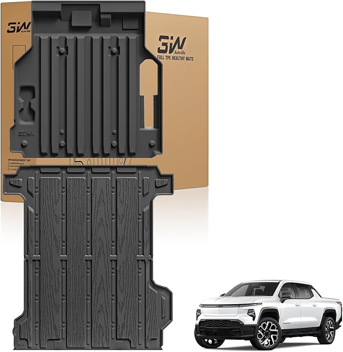 3W Front Trunk Mat & Trunk Bed Mat Fit Silverado EV/GMC Sierra EV/Sierra EV Denal 2024 2025,All Weather TPE Custom Fit Car Accessories for Silverado EV/GMC Sierra EV/Sierra EV Denali