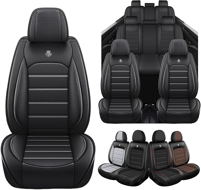 Seat Covers Custom Fit for Acura MDX 2001-2025, 7 Seat, Compatible Airbag Non-Slip Waterproof Leather Seat Cover, Luxury Interior Car Seat Covers Full Set, Black