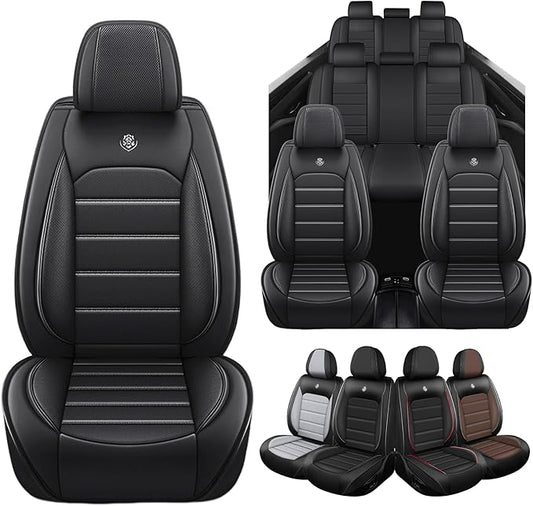 Seat Covers Custom Fit for Acura MDX 2001-2025, 7 Seat, Compatible Airbag Non-Slip Waterproof Leather Seat Cover, Luxury Interior Car Seat Covers Full Set, Black