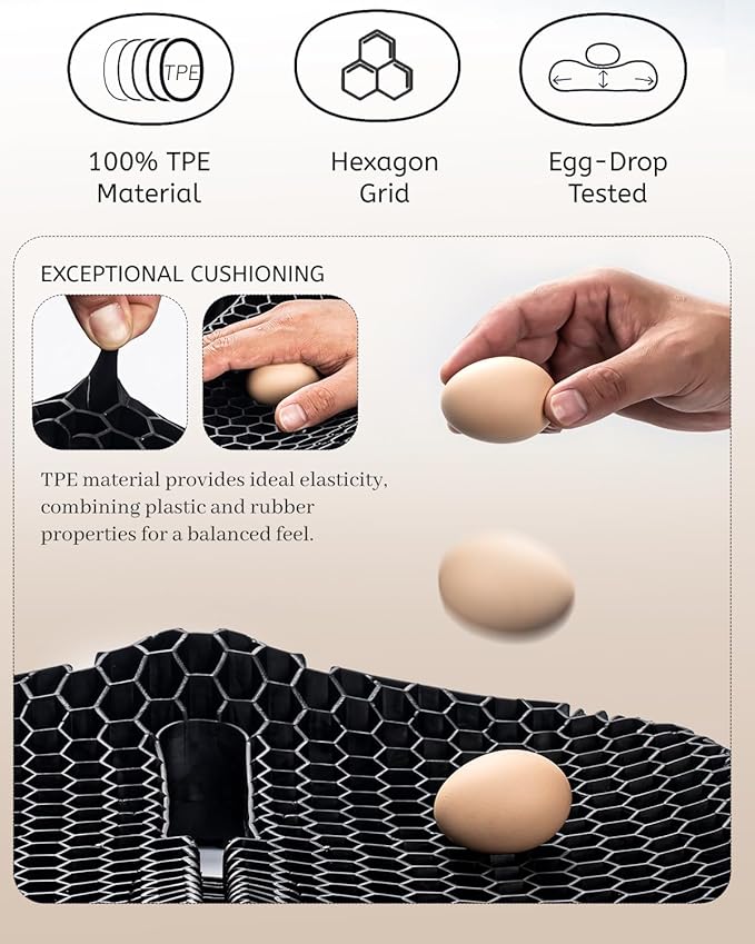 Gel Seat Cushion for Long Sitting & Hip Pain Relief (Large Size) - Cooling 3D Cushions for Office Chair, Car, Wheelchair, Breathable & Non-Slip Cover with Pressure Relief Technology