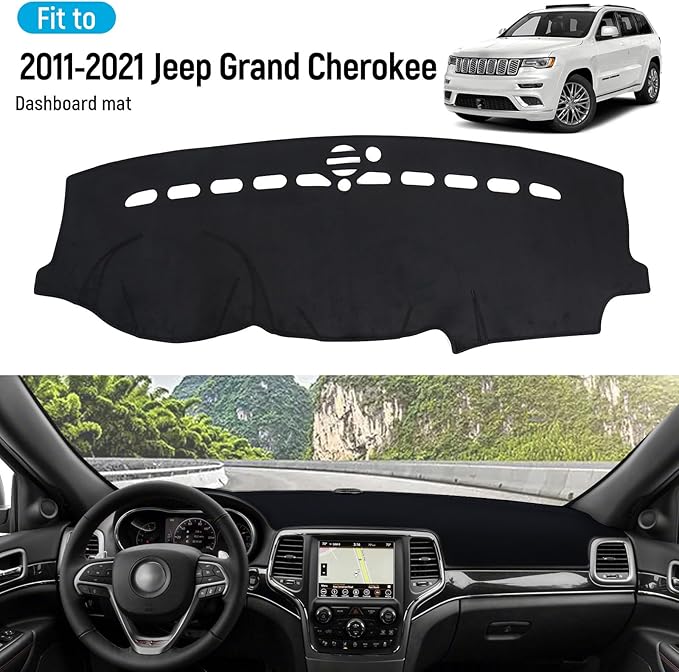 ZZEQYG Dash Cover for Jeep Grand Cherokee(Not for L Model) 2011-2020 Accessories Flannel Dashboard Cover Dash Mat Center Console Cover Sunshield Protector Pad