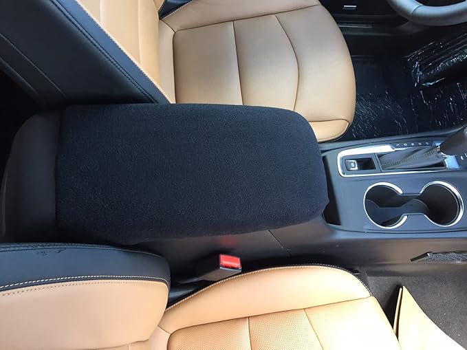 Auto Console Covers- Fits The Chevy Equinox 2018-2024 Center Console Armrest Cover Fleece Fabric (Black)