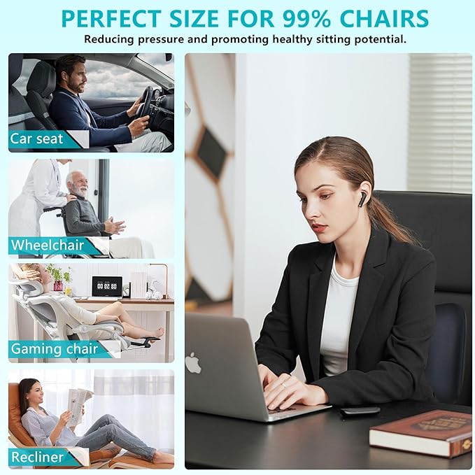 FLORICH Lumbar Support with Car headrest Back Pillow for Chair Headrest Pillow with Gel Memory Foam Massage Point Memory Foam Back Pillow for Office Chair(Black)