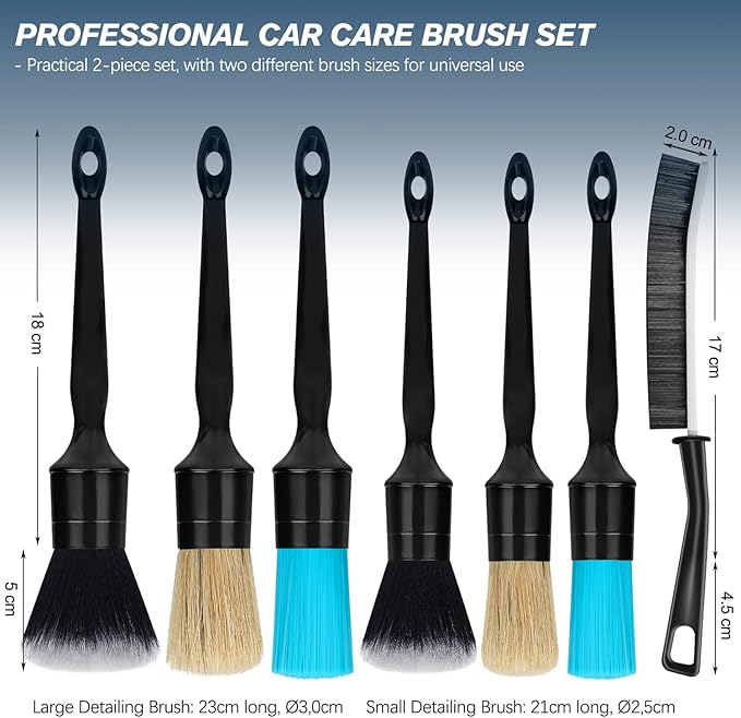 Car Detailing Brushes Set, 8-Piece Auto Detail Cleaning Brush Tool Kit in Ultra-Soft/Middle/Hard, Crevice Brush for Car Interior & Exterior, Leather, Air Vents, Emblems, Wheels Wash & Care