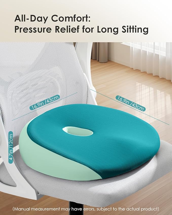 FLORICH Seat Cushion, Memory Foam Cushion for Office Chair, Ergonomic Office Seat Chair Cushion for Relieving Sciatica, Soft & Breathable Car Seat Cushion - Green