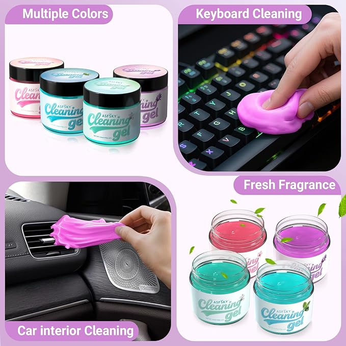 ASFSKY Car Cleaning Gel (Purple,Lavender) Cleaning Putty Universal Dust Cleaning Car Interior Cleaner Keyboard Dust Remover Car Slime Gifts for Men Women Girl（1 Pack）