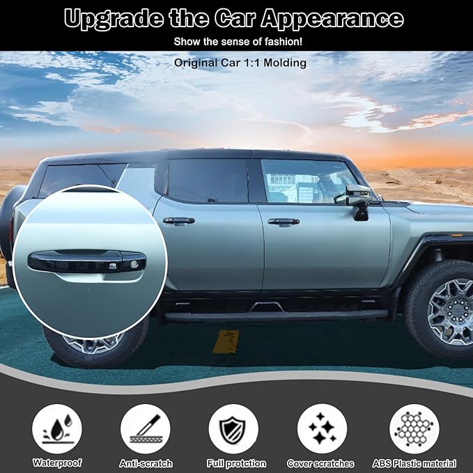 for Hummer EV Accessories Exterior Door Handle Covers Compatible with Hummer EV SUV Pickup 2022-2024 2025 ABS Car Door Handle Protectors Cap, Front Rear Outer fror 4 Door Version, 8PCS (Piano Black)