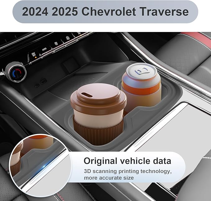 SKTU 2024 2025 2026 Chevy Traverse Console Tray 2024-2026 Traverse Wireless Charging Pad & Cup Holder Pad 2024 2025 2026 Chevy Traverse Accessories Wireless Charging Pad 2025 2026 Traverse Cup Holder