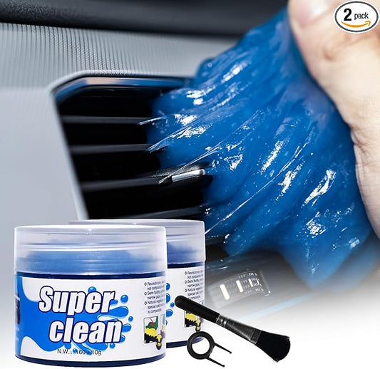 2 Pack Car Cleaning Gel Keyboard Cleaner Universal Auto Detailing Tools Car Interior Cleaner Cleaning Slime Dust Car Crevice Cleaner Car Accessories Keyboard Cleaner (2 Pack (Blue, Pink)