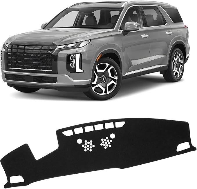 KUST Car Dash Cover for Hyundai Palisade 2020-2024 2025 (SE SEL) (with HUD) Non-Slip Dashboard Cover Polyester Center Console Dash Cover Interior Accessories for Palisade Custom Fit Dash Mat Black