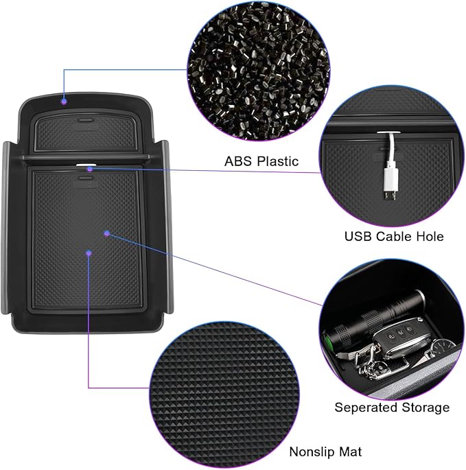 SXCY [2PCS for 2024 2025 Chevy Trax Center Console Organizer 2024 2025 Chevy Trax Accessories(LS LT 1RS 2RS ACTIV) Armrest Storage Box Console Tray for 2024 2025 Trax Console Organizer Black Mats