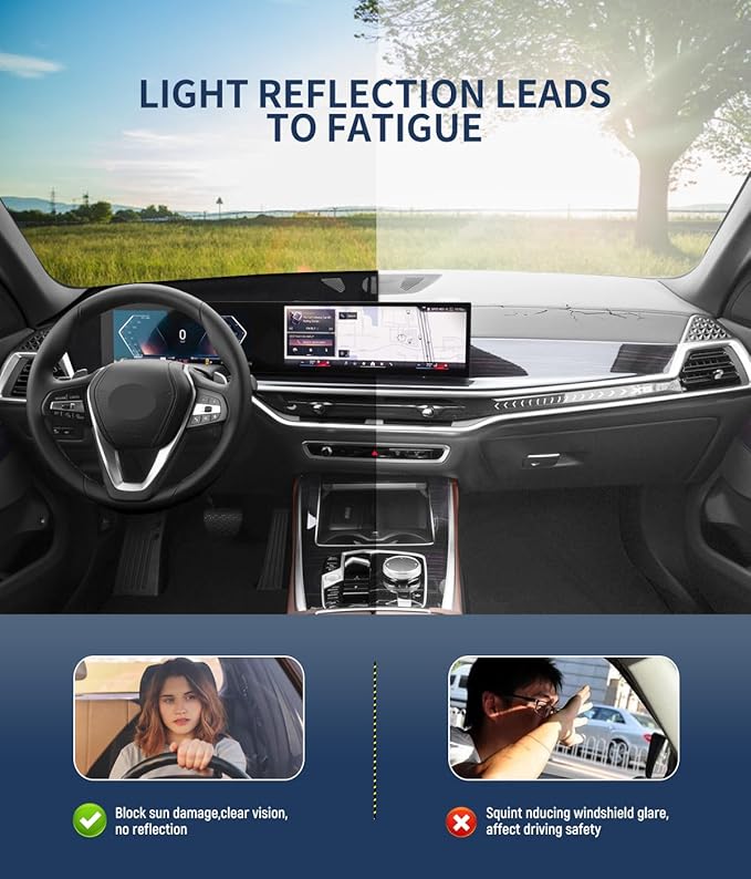 BIBLOZ Dash Cover for BMW X5 2024 2025 & BMW X7 2023-2025 Accessories Black Flannel Dashboard Cover Mat Car Dashboard UV Sun Protection(No HUD)