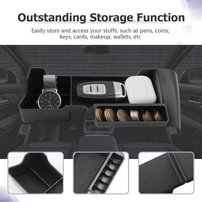 LUWU 2025 Land Cruiser Center Console Organizer - Compatible with 2024 2025 2026 Toyota Land Cruiser Accessories Under Screen Organizer Tray 2024 2025 LC250 Armrest Console Organizer