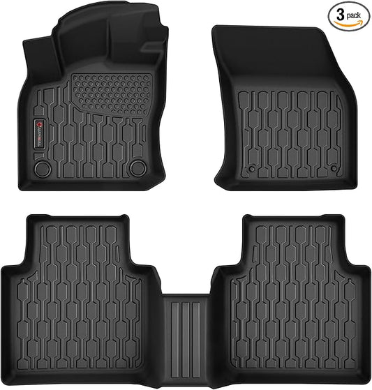 Floor Mats Compatible with Volkswagen VW Tiguan 2018-2024, All Weather TPE Floor Liners, Custom Fit Car mats, 1st & 2nd Row, Black