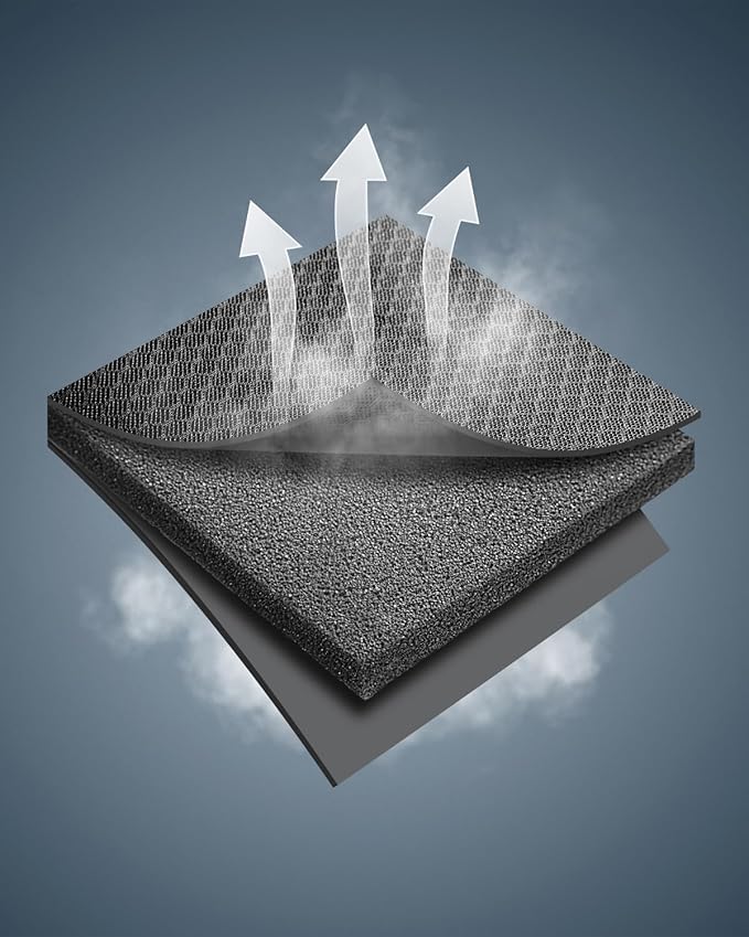 Skechers Memory Foam Car Seat Covers, Leather Seat Covers with Thick Memory Foam, Black Air Cool Rear Seat Covers, Automotive Comfort and Protection for Most Cars, Van,Trucks, SUVs(Rear,Black)