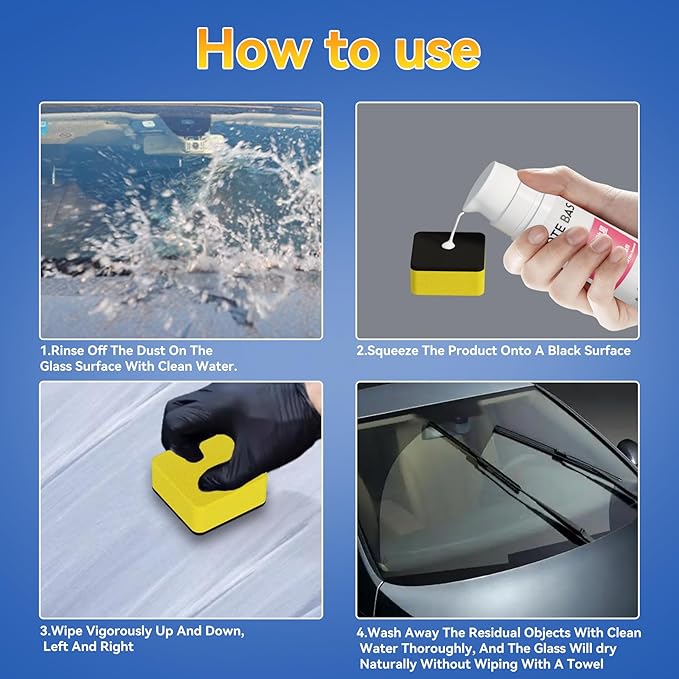 Windshield Cleaner Oll Film Remover & Rain Repellent for Car- Abrasive Glass Cleaner Remove- Oily Stains & Remains of Other Coatings