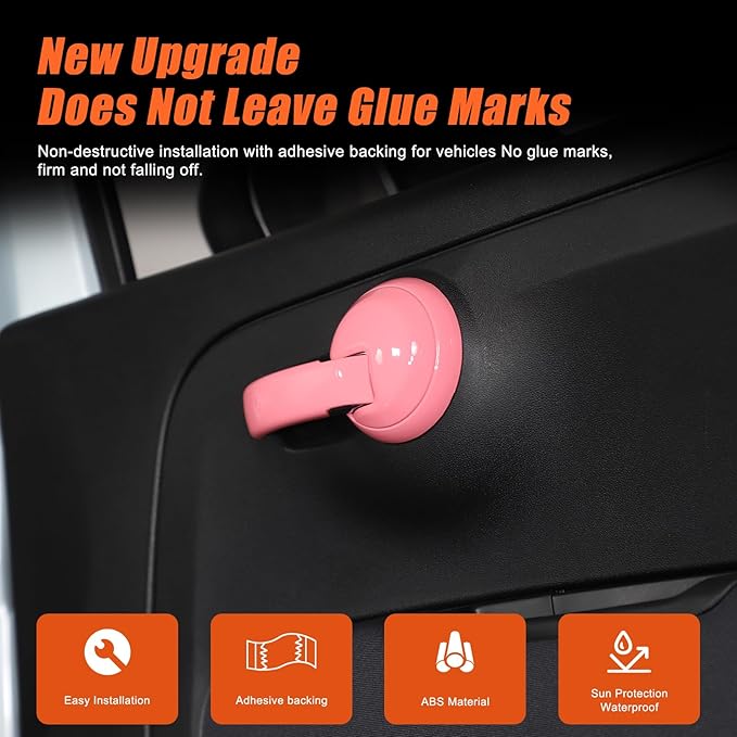 4PCS Inner Door Handles Cover Trim Compatible with Fiat 500/500 Abarth 2010-2024 Car Inner Door Handles Cover Protector Trim ABS Interior Decorative Cover Trim Sticker (Pink)