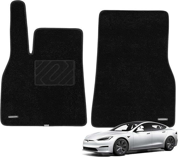 WENNEBIRD Superior Carpet Front Row Floor Mats for 2021-2025 Tesla Model S, 0.6-Inch Ultra-Thick, Noise-Reducing, All-Weather Waterproof Anti-Slip – 2-Pc Set