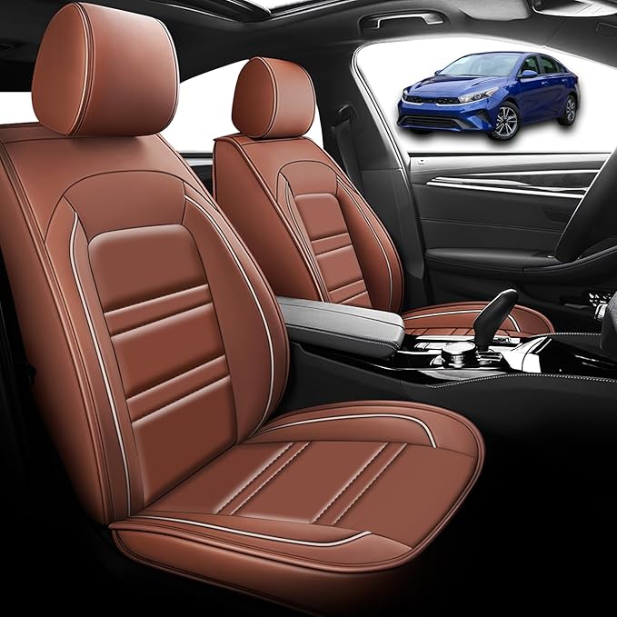Seat Cover for kia Forte 2010-2024 | Car Seat Covers Front Seats, Waterproof Seat Protectors, Automotive Front Seat Covers (Front Seat, Coffee)