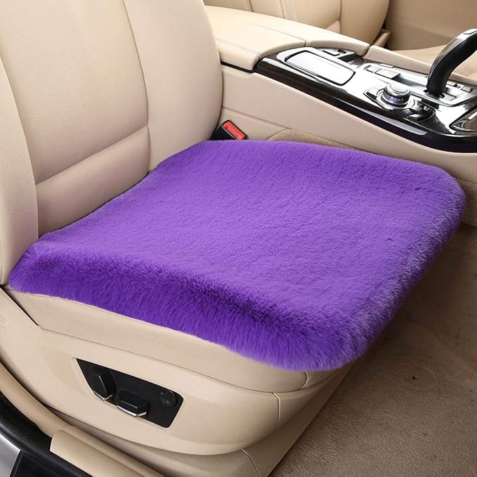 Winter Soft Warm Faux Rabbit Fur car seat Cushion,Universal fit Plush Front and Back Fuzzy car seat Pads Cushion Cover Protector - 1pcs (Front seat 1pcs,Purple)