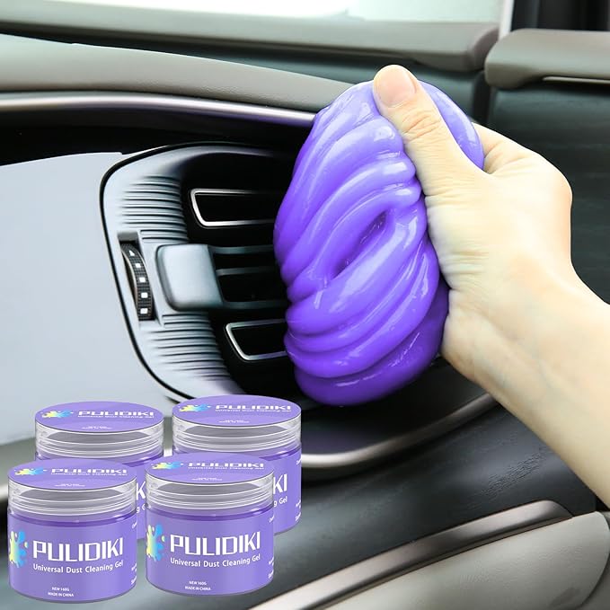 PULIDIKI Car Cleaning Gel for Car Cleaning Putty Car Putty Auto Detailing Tools Car Slime Cleaner Dust Cleaning Gel Car Interior Cleaner Car Accessories Purple Stocking Stuffers for Men Women 4Pack