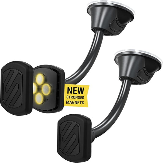 Scosche MXWDL Magnetic Cell Phone Holders for Your Car Dash/Windshield, Suction Cup Phone Holder Car Mount with Extra Strong Magnet, Thick Metal Plate Compatible with iPhone, Samsung and More, 2 Pack