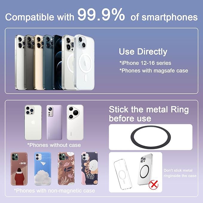 Upgraded Nano Gel Vacuum Magnetic Phone Holder, 360° Adjustable Foldable Magsafe Suction Cup Phone Mount for iPhone [89+LBS Suction+2800gf Magnet] Car Truck Accessories for Men Women