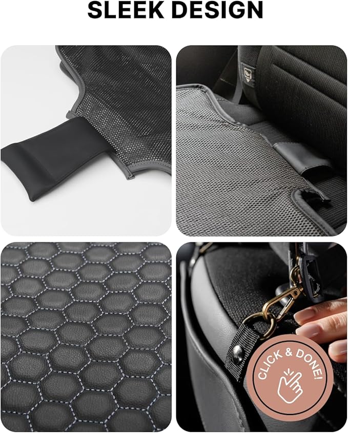 Owleys Black Car Seat Set: Backseat Organizers & Waterproof Protector for Child Seats Toy Storage in Black, Brown, Tan Guard Against Dirt, Scratches, Stains on Leather