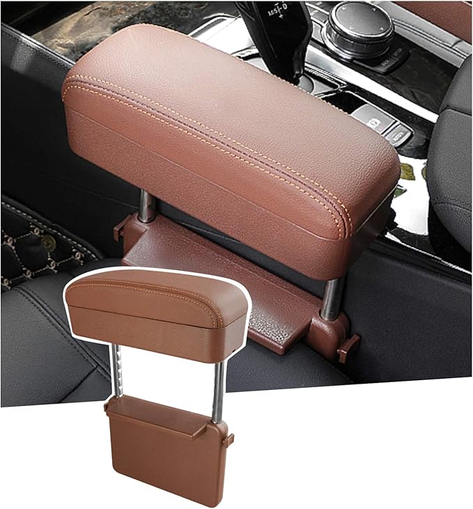 SKTU Auto Car Armrest Extender Support Elbow & Forearm Arm Wrist Rest Support Adjustable Height Comfort Pad Universal Fit for Most Car Models Center Console (Brown)