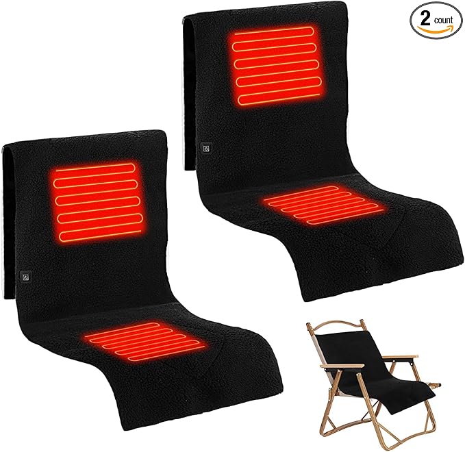 VIHOSE 2 Pack Portable Heated Seat Cushions Lambswool Heated Chair Pad 3 Heat Levels Foldable Heating Seat Pads for Car, Office Chair, Sofa, Camping, Travel, Power Bank Not Included