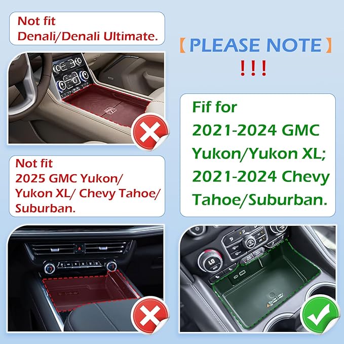 EDBETOS Center Console Organizer Tray for 2021-2023 2024 GMC Yukon & Chevy Tahoe Suburban Open Pocket Organizer Storage Hidden Secret Compartment, 2-Layer Upgrade (Not for Yukon Denali/Ultimate)