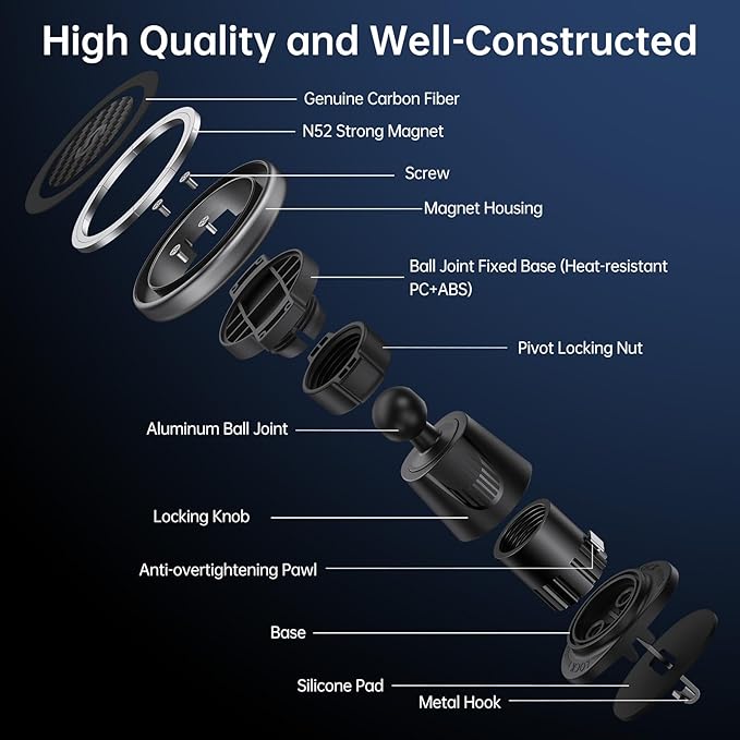 SYNCWIRE for MagSafe Car Mount, Flexible Rotation Magnetic Phone Holder for Car Vent, Hands Free Car Air Vent Phone Holder Clip Universal Compatible with iPhone 17 16 15 14 13 12 Pro Max Plus