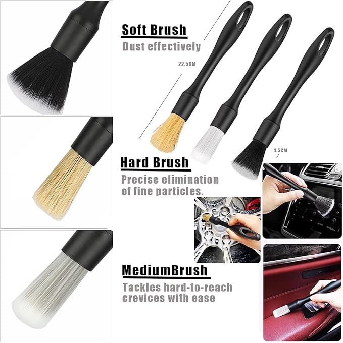 26Pcs Car Detailing Kit, Car Detailing Brush Set, Auto Detailing Drill Brush Set, Car Detailing Brushes, Car Wash Kit, Car Accessories, Car Cleaning Tools Kit for Interior, Exterior, Wheels