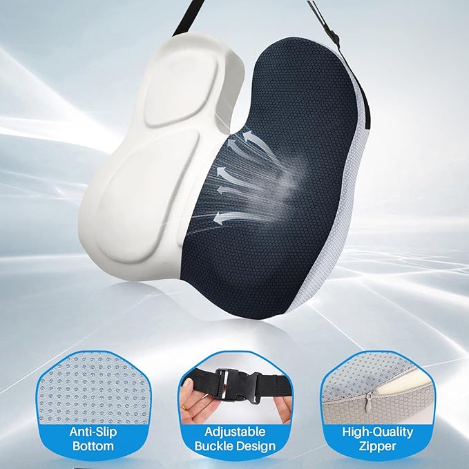 X Large Car Seat Cushion for Driving, Mprove Driving Vision/Posture, Truck Seat Cushion with Non-Slip and Adjustable Straps, Memory Foam Seat Cushion for Long Time Driving Car, Truck, SUVs (DarkGray)