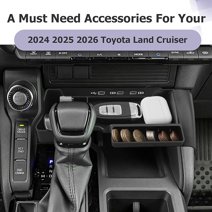 LUWU 2025 Land Cruiser Center Console Organizer - Compatible with 2024 2025 2026 Toyota Land Cruiser Accessories Under Screen Organizer Tray 2024 2025 LC250 Armrest Console Organizer