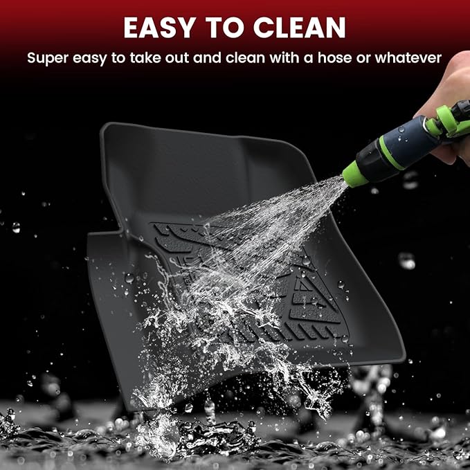 LASFIT Floor Mats for Ford F250 F350 1999-2007 Super Duty Crew Cab Carpet Floor Super Duty All Weather Full Cover Protector TPE Car Floor Liner, 1st & 2nd Row, 3pcs Black