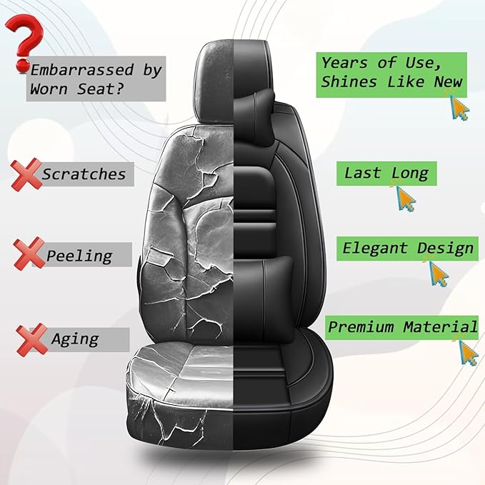 Seat Covers for Dodge Grand Caravan 1999-2020 | 5-Seats Seat Covers, Waterproof Seat Protectors, Automotive Seat Covers (Full Set with Pillow,Black)