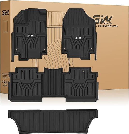 3W Floor Mats Fit for Honda Odyssey 2018-2026,TPE All Weather Custom Fit Floor Liner 1st, 2nd 3rd Row Car Mats,Black